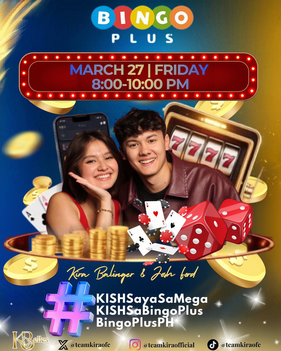 TeamKiraOFC's tweet photo. BIG WINS & BIG SAYA WITH KISH!

Ihanda na ang lucky charms dahil Bingo sa Saya, Bingo sa Panalo na kasama ang KISH! 💛❤️🩵

Samahan sina Kira Balinger (@Kbalinger) at Josh Ford (@joshford321) sa @Bingoplusph ngayong Friday, March 27 (8:00 PM - 10:00 PM). Huwag magpahuli sa saya at sa mga papremyo!

HOW TO JOIN?
1️⃣ Download the Bingo Plus App
2️⃣ Sign up to register
3️⃣ Must be 21+ years old.

Tara na at makisaya at manalo! 
#KISHSayaSaMega
#KISHSaBingoPlus
#BingoPlusPH 
#KiraBalinger | Kira Balinger | @Kbalinger