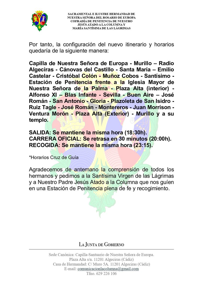Hermandad Sacramental de la Columna de Algeciras tweet media