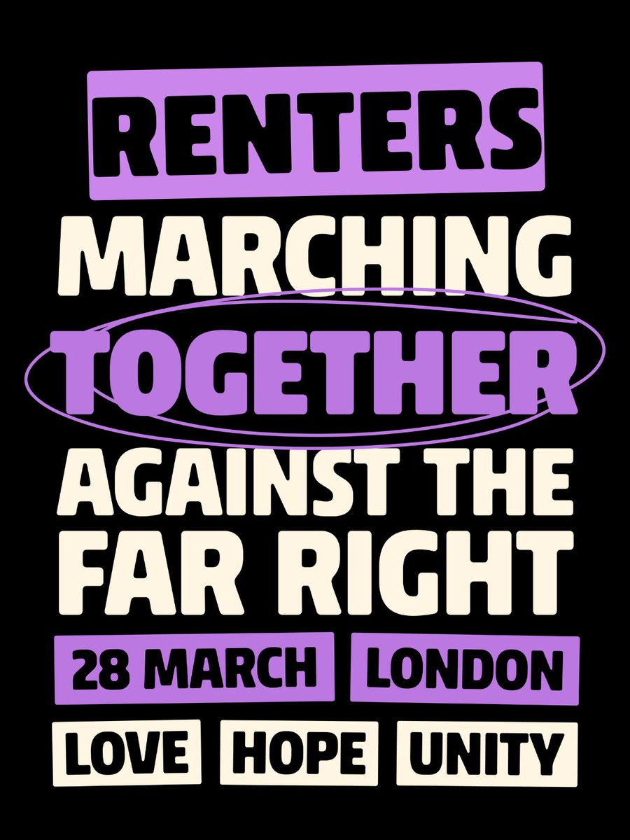 LDNRentersUnion's tweet photo. London Renters Union is marching #together against the far right.

Join the housing bloc. 28 March. London. https://t.co/x6OOgB0LcE