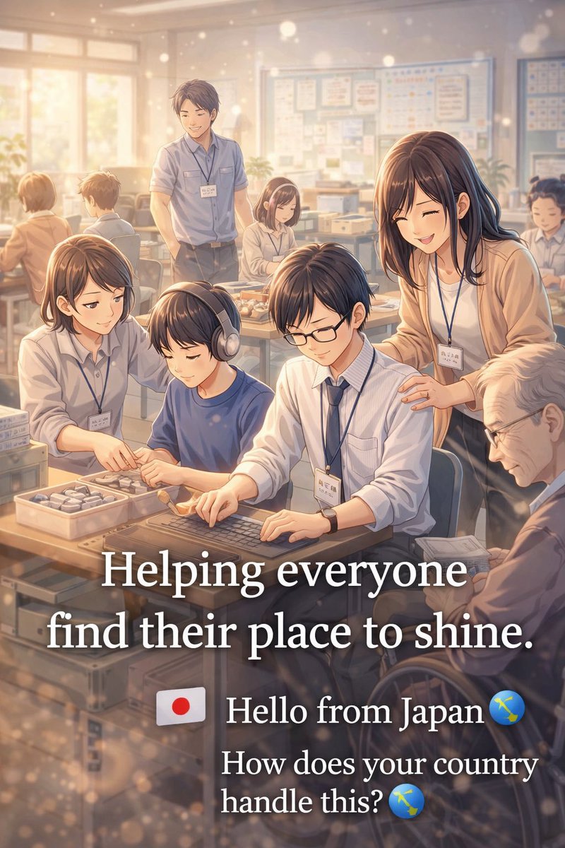 rica_ot's tweet image. Hello from Japan 🇯🇵

Many people with developmental differences struggle in standard workplaces.

In Japan, we use welfare-based training programs before employment.
How does it work in your country? 🌍

#Neurodiversity #DisabilitySupport  #OccupationalTherapy