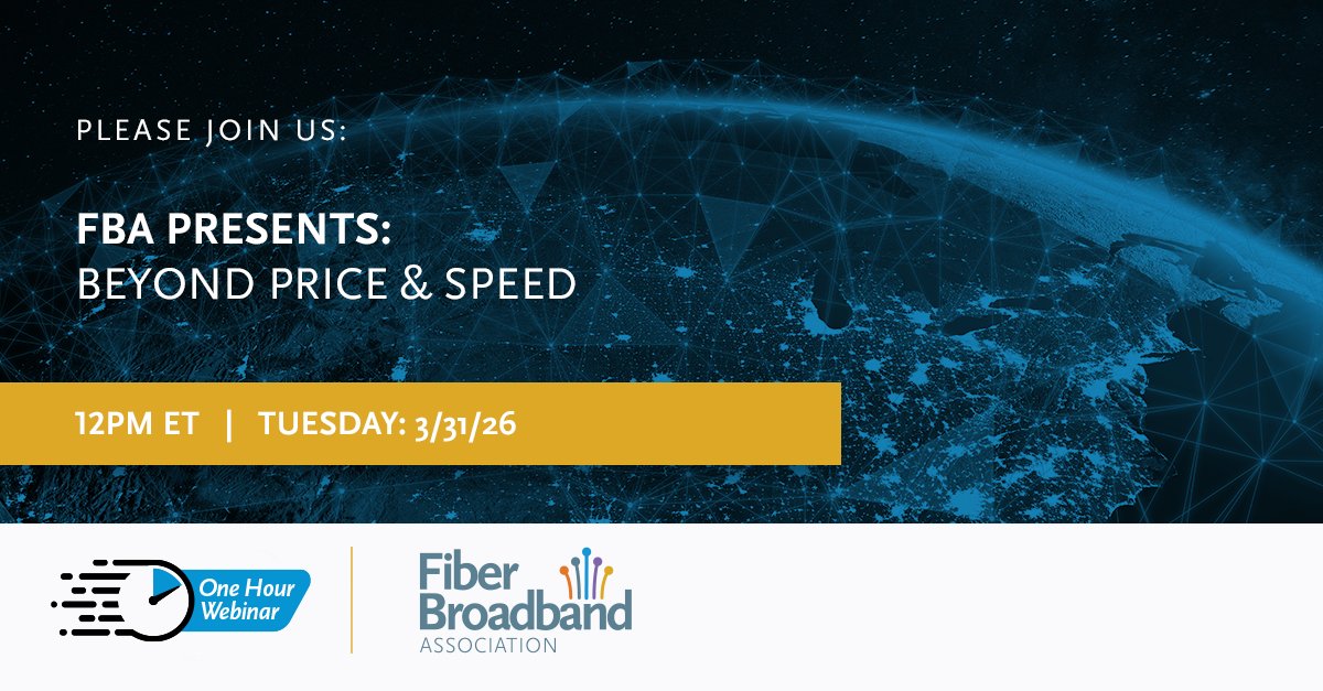 fiberbroadband's tweet image. Join us on March 31 at 12 PM ET for FBA Presents: Beyond Price &amp;amp; Speed, a webinar focused on building lasting customer loyalty through exceptional experiences.

🔗Register now: hubs.la/Q0487zLL0

#FiberBroadband #Fiber #Broadband #FiberBroadbandAssociation #Webinar