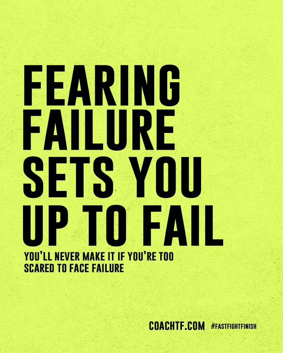 coachtf_365's tweet image. Fearing failure does nothing other than guarantees that you fail! Don't be so scared of failure that you never even try! Fail and learn every time! #FastFightFinish coachtf.com