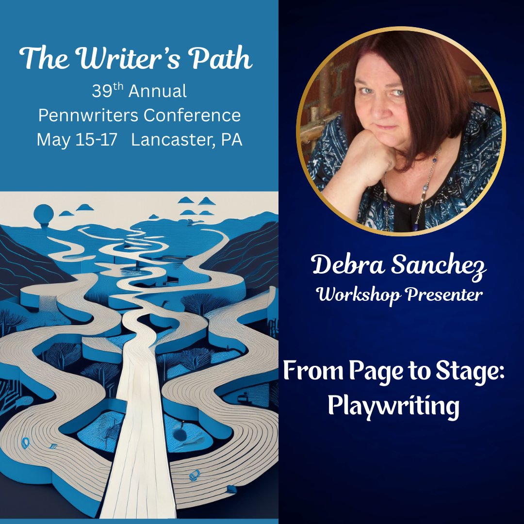 Pennwriters's tweet image. Join Debra Sanchez's workshop at the 39th Annual Pennwriters Conference. She presents From Page to Stage: Playwriting. With over 50 workshops there's something for everyone! pennwriters.org #writingcommunity #writingworkshop #writingclass #writingconference