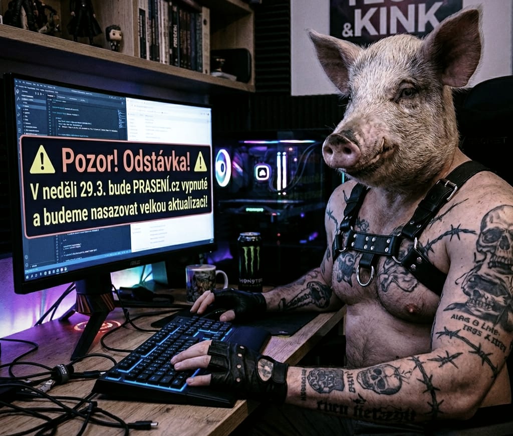 POZOR! Novou verzi webu prasení.cz budeme nasazovat v NEDĚLI 29.3. V rámci přechodu na nový server a databázi dojde k migraci všech uživatelských dat.

Výjimkou budou zprávy v messengeru praseni.cz/messages -> Ty jsou z bezpečnostních důvodů šifrované.