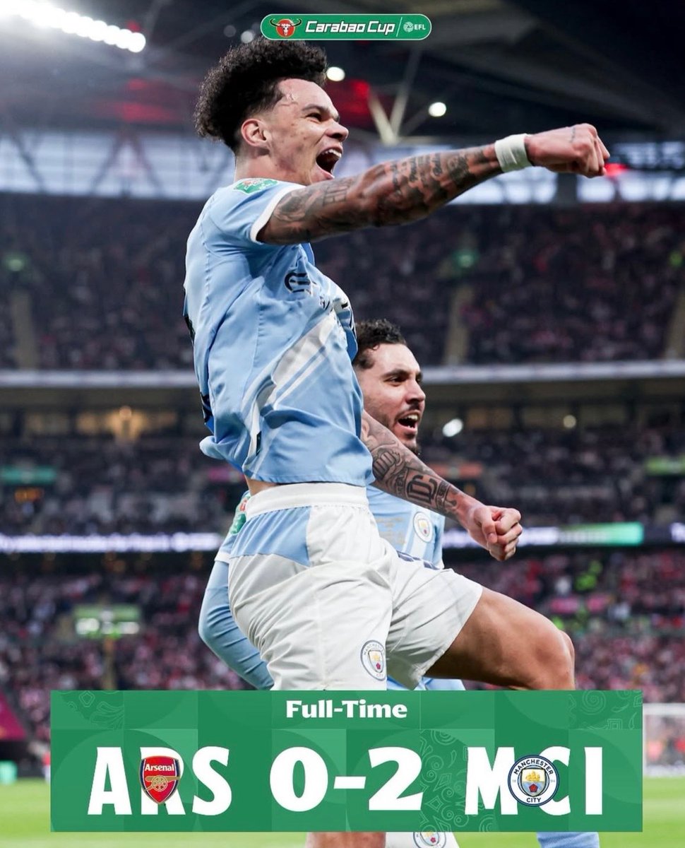 iammutiu8's tweet photo. Blue dominance at Wembley 💙🏆
Manchester City seal the EFL Cup with a commanding 2-0 win over Arsenal.
Champions again 💙🏆
Manchester City run the show and lift the EFL Cup in style. Dominance sealed.
#ManCity #MCFC #CarabaoCup #Champions #FootballWinners https://t.co/0ZG9oGIz8W