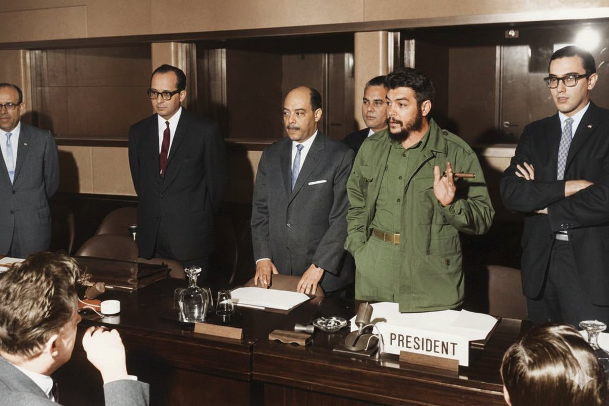 GuevaraCom5445's tweet photo. #ceche// El Che Guevara toma la palabra en la Conferencia de Comercio y Desarrollo (UNCTAD)No fue un discurso más. Fue la voz del Sur global denunciando en el centro del capital:
🌍 El derecho al desarrollo industrial soberano.
#CheGuevara #UNCTAD #Economía #Soberanía https://t.co/2Lvx43BOl7
