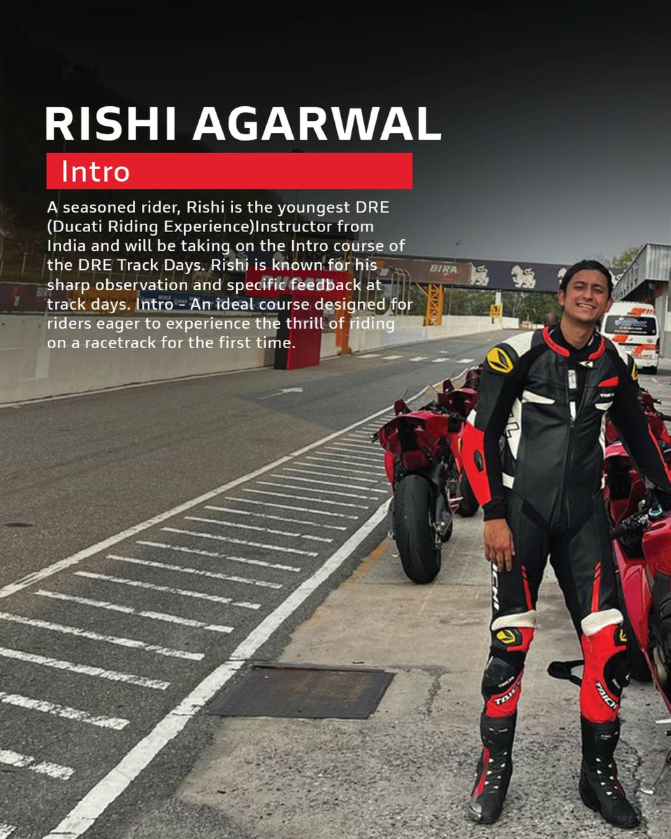 Ducati_India's tweet photo. Learn from the best.
DRE Track Days at Buddh International Circuit | 28–29 March
Expert instructors. Every level. On track.
Meet the instructors leading the sessions.
Exclusively for Ducati owners.
Register via link in bio.
#DRETrackDays #Ducati100 #DucatiIndia #BIC https://t.co/YCwcZQs32W