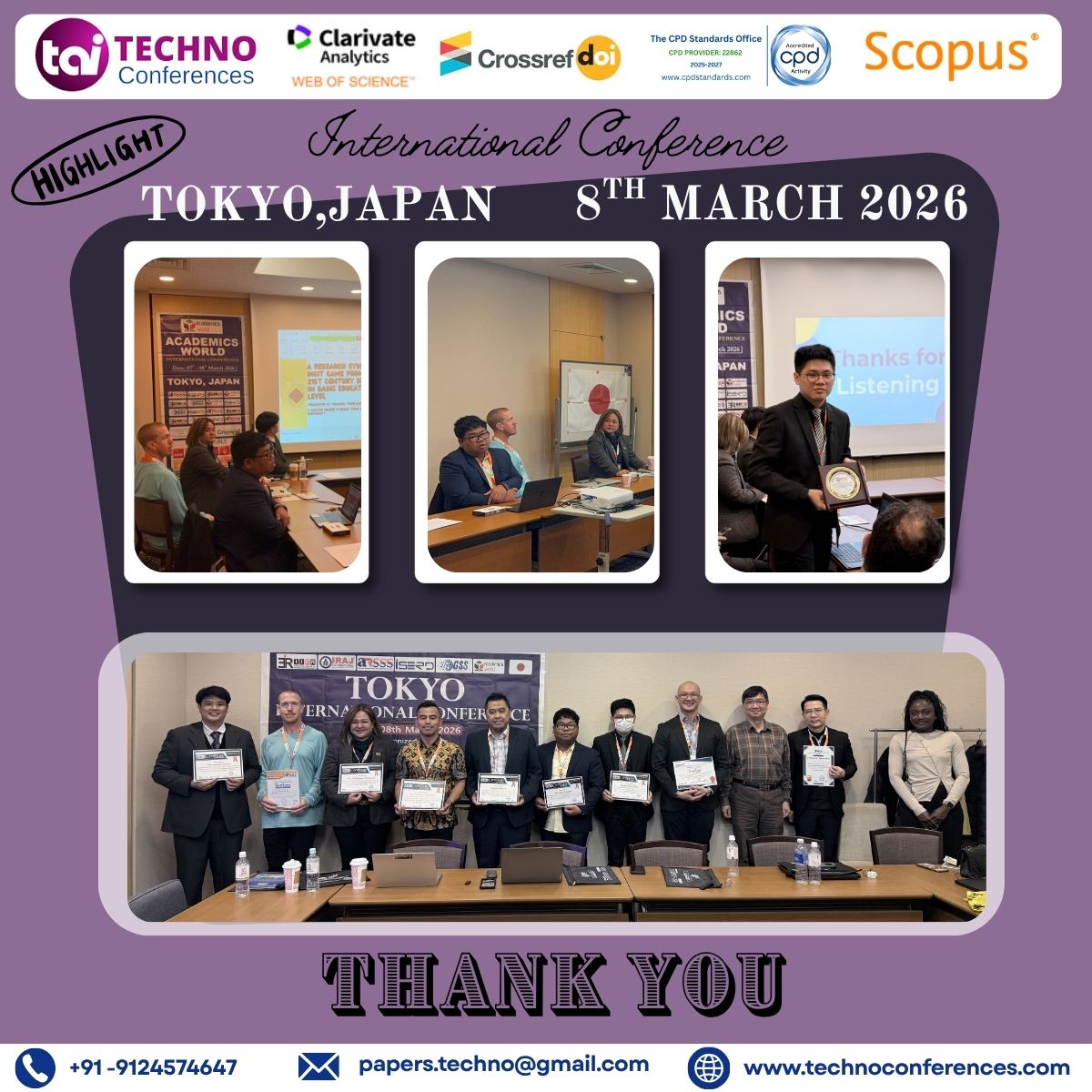 techno_conf's tweet photo. 🌏✨ Highlights of the Tokyo International Conference – 8th March 2026 organized by Techno Conferences

📣For more such conferences do visit: https://t.co/gQ7SEzwCQ3

#technoconferences #tokyointernationalconference #highlights2026 #japanconference #InternationalCollaboration https://t.co/efYOMnSeEp