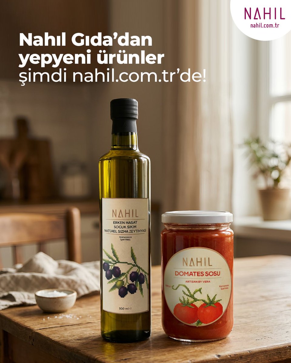 NAHIL Gıda’nın yepyeni ürünleri Erken Hasat Soğuk Sıkım Zeytinyağı ve Domates Sos ile şimdi tanışın. ✨

Sofralarınıza mutluluk ve lezzet katın!

Nahıl, KEDV’in desteğiyle kadınların ekonomik ve sosyal olarak güçlenmesine katkı sağlayan bu özel lezzeti sizlerle buluşturuyor.