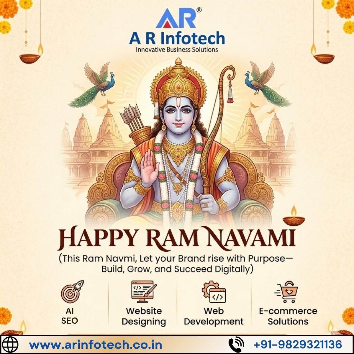ARInfotech's tweet photo. Wishing you a blessed and joyful Ram Navami!
May Lord Rama fill your life with peace, happiness, and strength to walk the path of righteousness.
Jai Shri Ram! 🙏

#shubhramnavami #ramnavami #jaishreeram #jaishriram #lordrama #ram #happyramnavami #ramnavami2026 #festivalofindia https://t.co/cYbsiRbgB6