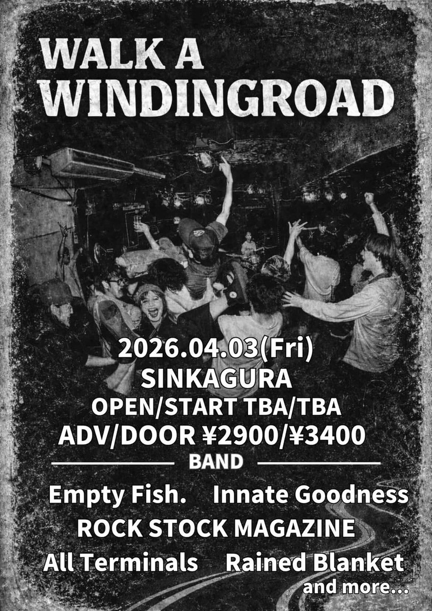 【💥ライブ解禁💥】

2026/04/03(金) 📍大阪/SHINKAGURA

マツモトダイキpre
"WALK A WINDINGROAD vol.4"

🕒OPEN 17:00/START 17:30
🎫ADV ¥2,900/DOOR ¥3,400 (1D別)

w/
主演者多数🔥
詳しくはフライヤーをチェック✅

お取り置きは
下記お取り置きフォームまで✨
docs.google.com/forms/d/e/1FAI…