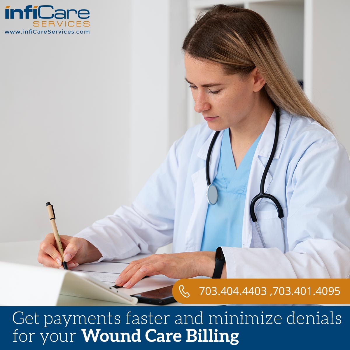 InfiCareService's tweet photo. Our Wound Care Billing Specialized team ensures accurate coding, faster processing, and compliance with industry standards, allowing healthcare providers to focus on patient care while improving revenue cycle efficiency and cash flow. https://t.co/409KYlN0yF

#WoundCareBilling https://t.co/QgEsQa43Qe
