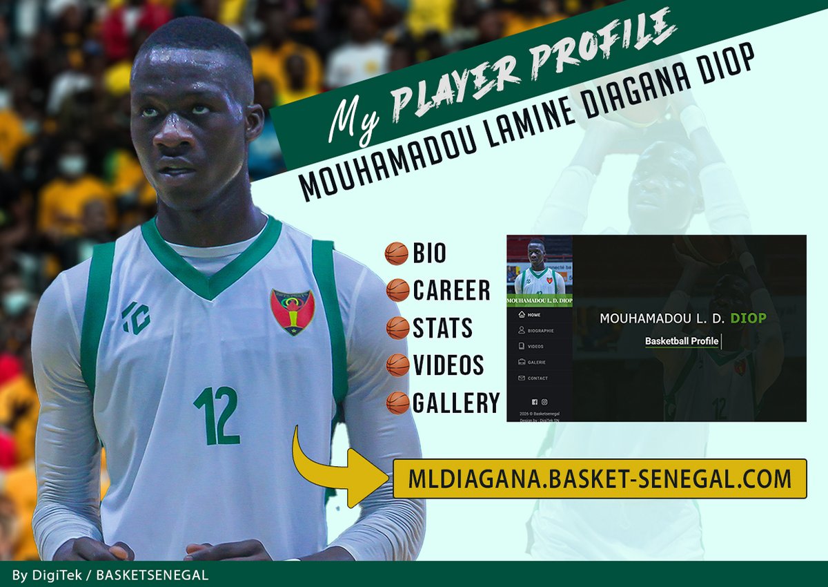Basket_Senegal's tweet image. 📢 "Player Profile" validé pour Mouhamadou Lamine Diagana Diop 🇸🇳✅
▶️ mldiagana.basket-senegal.com

N'attendez plus... commandez et gérez votre carrière en mode pro 🏀
📞 (+221) 77 575 01 68
        (+221) 78 608 46 74

#basketsenegal #playerprofile #digitek #senegalbasketball