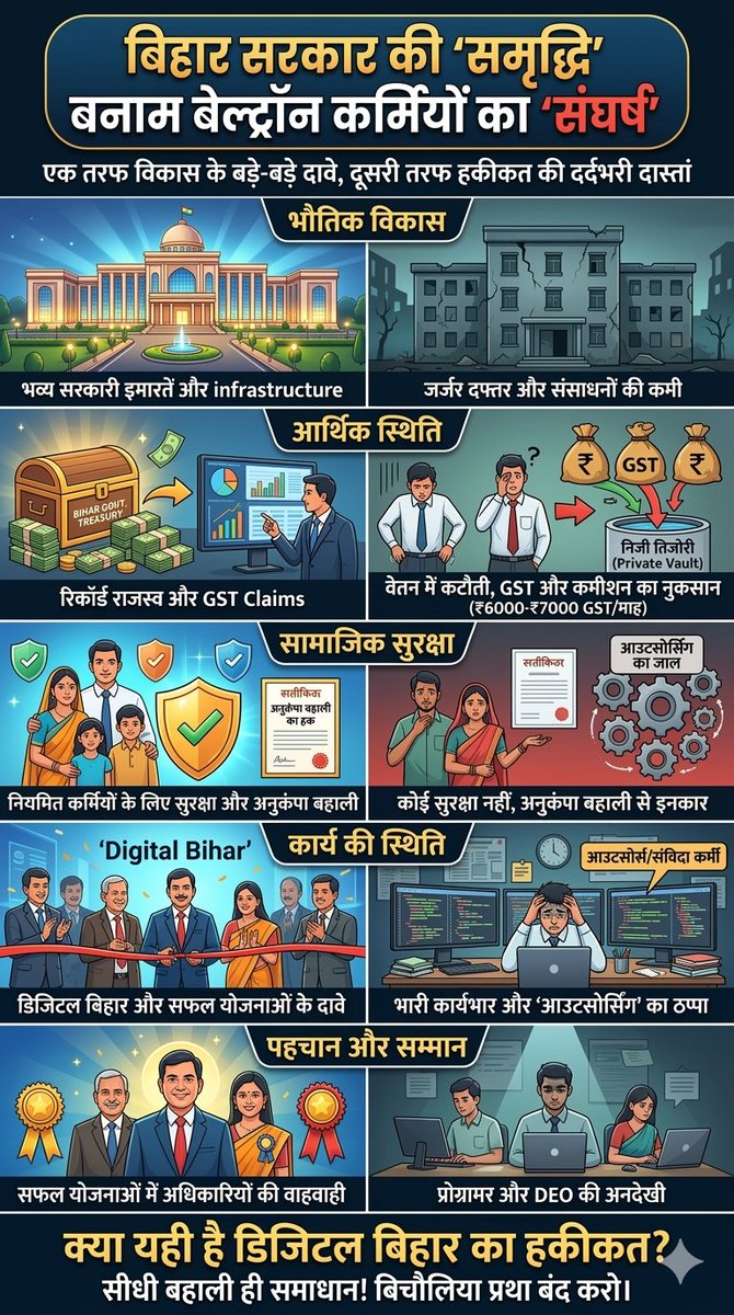 deounion's tweet photo. @RanaYashwant1 बात बेल्ट्रॉन की मोनोपोली तोड़ने की नहीं है बात बिहार की राजस्व घाटे एवं लगभग दो दशक से कार्यरत बेल्ट्रॉन कर्मियों की नौकरी की सुरक्षा की है जो सिर्फ विभाग में समाहित होने के बाद ही समाप्त होगी या विभागीय समायोजन। अन्यथा सब कालाबाजारी है @officecmbihar @Gyaneshwar_Jour @DitBihar https://t.co/opIFim6qRM