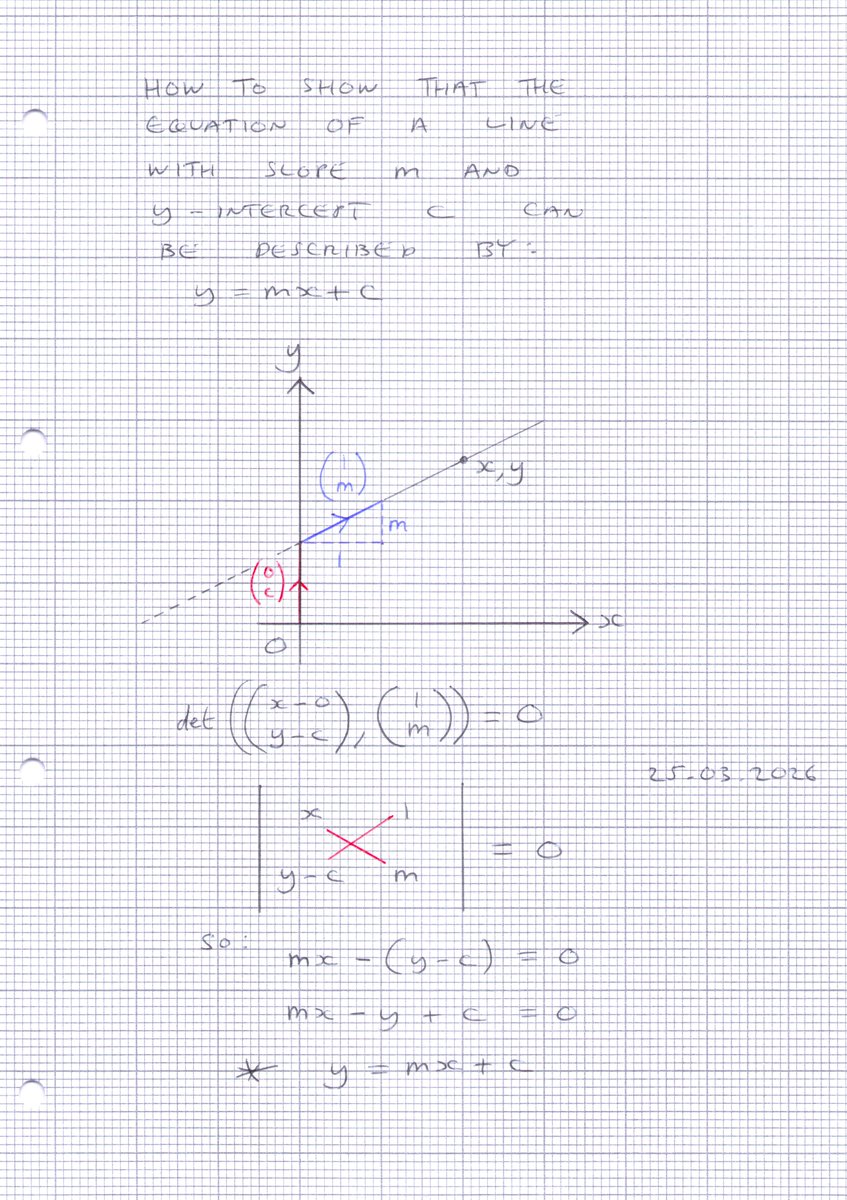 mathsproofs's tweet image. The equation of a line in slope-intercept form using a simple determinant.

#gcsemaths #alevelmaths