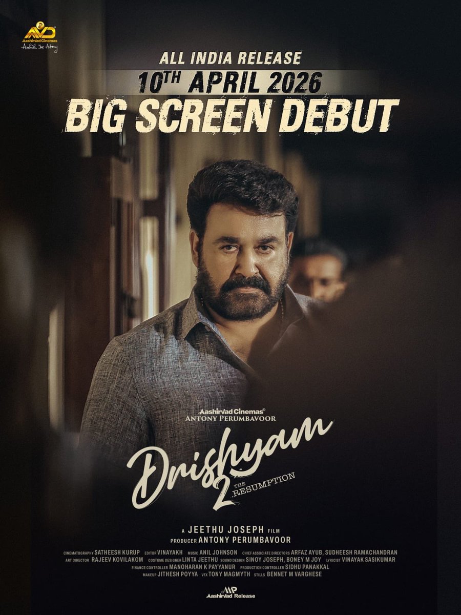 saloon_kada's tweet image. #Drishyam2 — All India Theatrical Release On April 10 2026🤯🔥

A Very Good Move Before #Drishyam3 👌🏽

First Time Direct OTT Film Gets it’s Theatrical Release Allover India!!