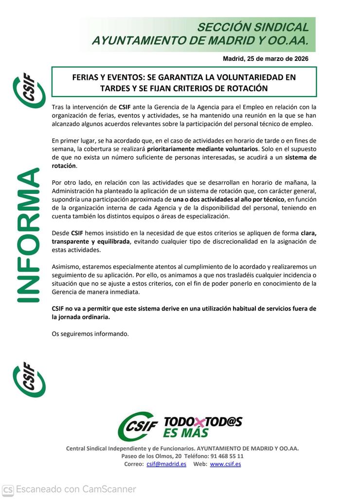 CSIF Ayuntamiento de Madrid tweet media