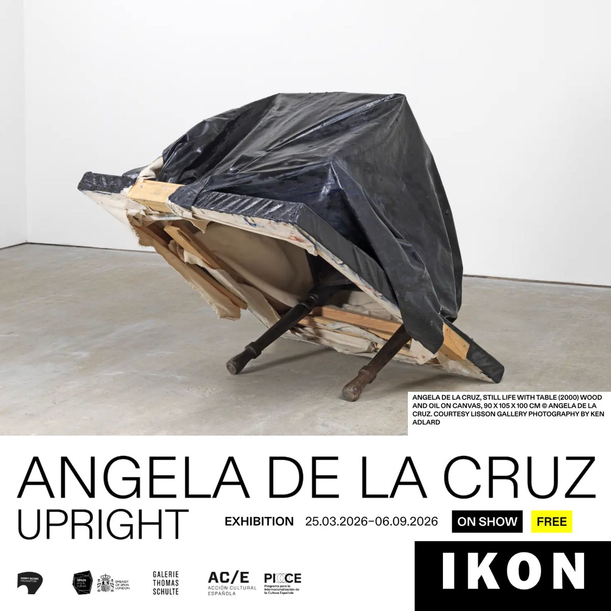 ACEcultura's tweet image. 🎨 Hoy se inaugura 'UPRIGHT' de Angela de la Cruz en la @ikongallery (Birmingham).

Una muestra imprescindible que redefine la pintura y la escultura, apoyada por el programa #PICE de @ACEcultura. 🇪🇸✨

¡No te la pierdas! 🇬🇧👇
buff.ly/SISkOn4

#AngelaDeLaCruz #ACECultura