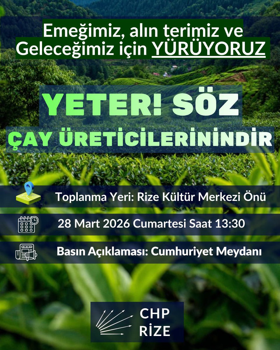 Her yıl tekrarlanan nakaratlar ve çözülmeyen sorunlar
-Çay üreticisi mağdur,
-Çay üreticisi Üreticiyi koruyacak Çay Kanunu bekliyor
-Çay üreticisi çay fiyatının taban fiyat olarak açıklanmasını ve açıklanan fiyatın altında alımın yasaklanmasını istiyor.
-Mevsimlik işçiler kadro