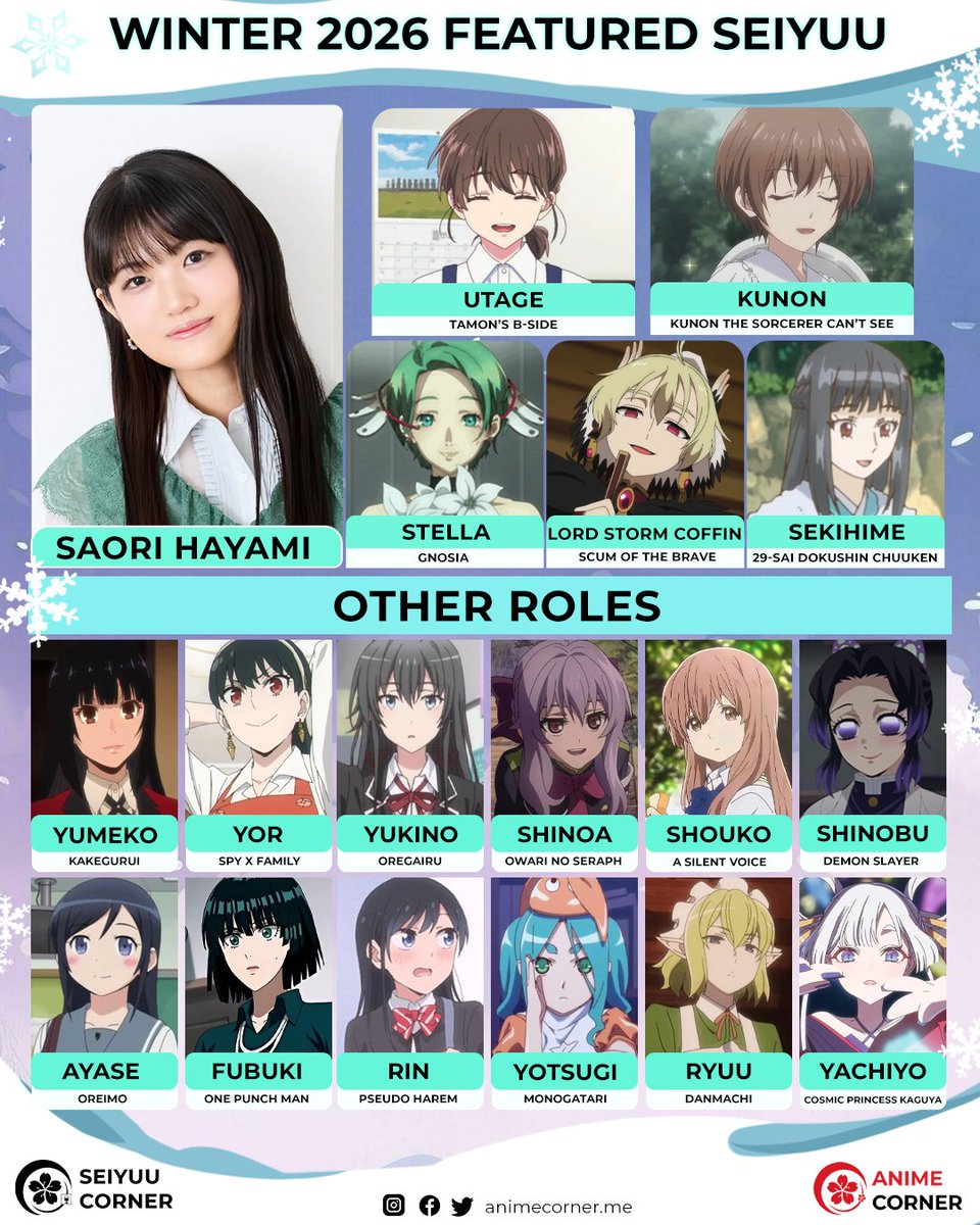 ❄️ Daily Winter 2026 Featured Seiyuu: Saori Hayami