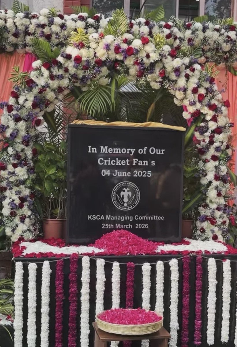 RcbianOfficial's tweet photo. A special tribute to those 11 fans who lost their lives on 04th June 2025 🕉️

- At Chinnaswamy Stadium https://t.co/AxNKIO0h0V