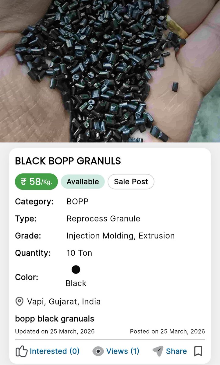 plastic4trade's tweet photo. BOPP REPROCESS GRANULES
More Details Visit: https://t.co/n5hyLKEeFG
#bopp #reprocess #granules #plasticmarketplace #plastic4trade https://t.co/LVtqtwP8U1