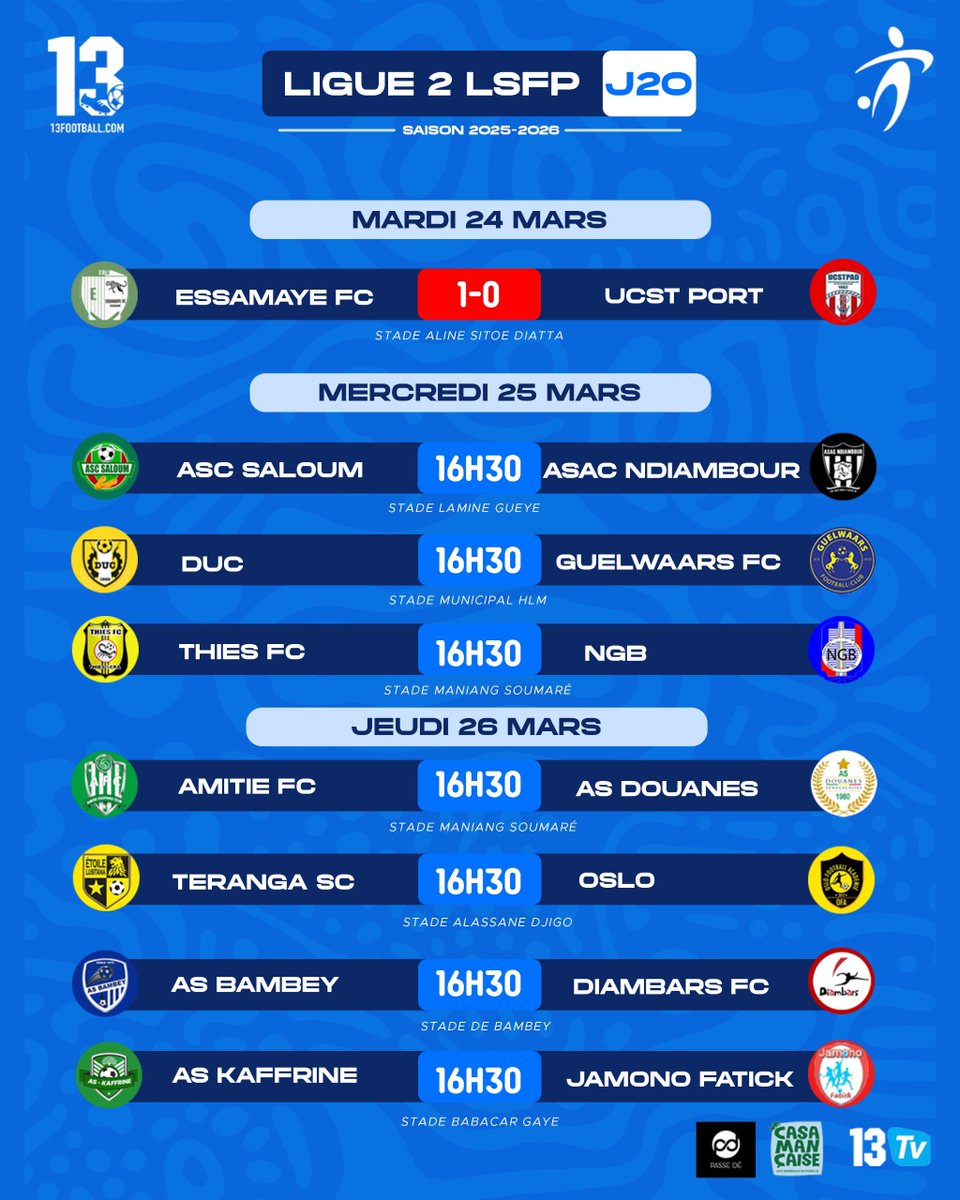13footballC's tweet image. Programme des 20es journée Ligue 1 &amp;amp; Ligue 2 !

#13Football
#13TV
#LSFP