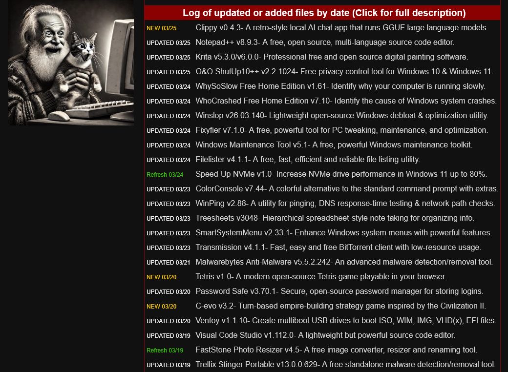 GeekOnTheLoose's tweet image. Just ignore Clippy. No one asked for that crap.
Today's list of free/clean software 
from OlderGeeks.com
No ads - no crapware - no b.s. since 2008! 
Missouri Ozarks, USA

#FreeSoftware #computers #software