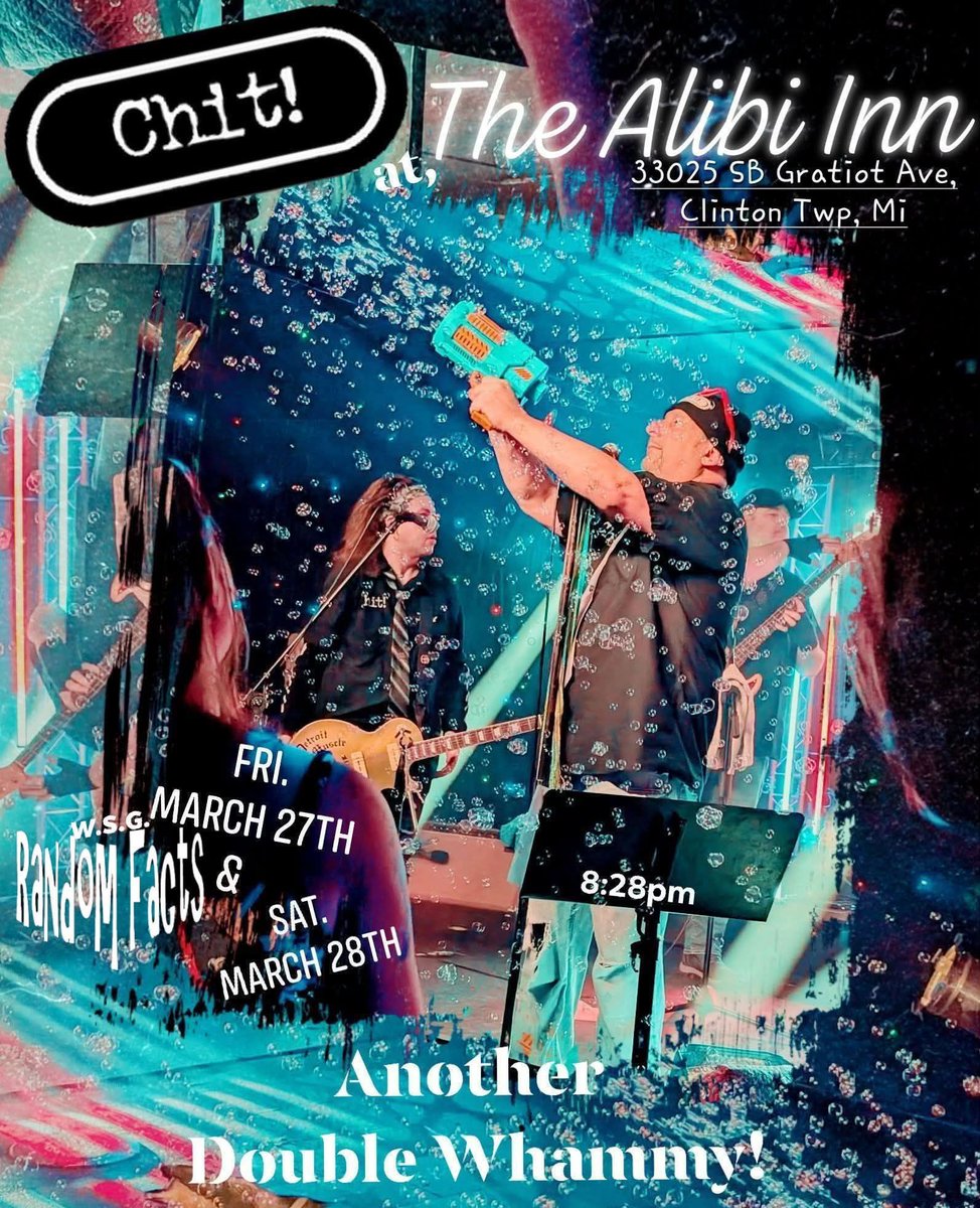 screamin1's tweet photo. TOMORROW->Friday March 27 &amp; Saturday March 28 Alibi Inn 8:28pm, We've got another DOUBLE WHAMMY weekend coming your way, folks!
33025 S. Gratiot ave, Clinton Township, MI
Facebook: https://t.co/XfRqootEl5
CHIT merch: https://t.co/SDh49NTEZ2
@detroitnews @freep @wcsx @TMZ https://t.co/uPrWg1RYh0