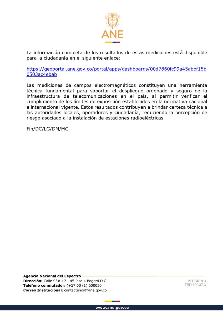 ANE_Colombia's tweet photo. #ANEInforma I La @ANE_Colombia realiza mediciones en todo el país para conocer los niveles de exposición a los campos electromagnéticos que generan las antenas de telecomunicaciones.

Conoce todos los detalles en: https://t.co/HtPKMmK7Cs https://t.co/z487lX7He2
