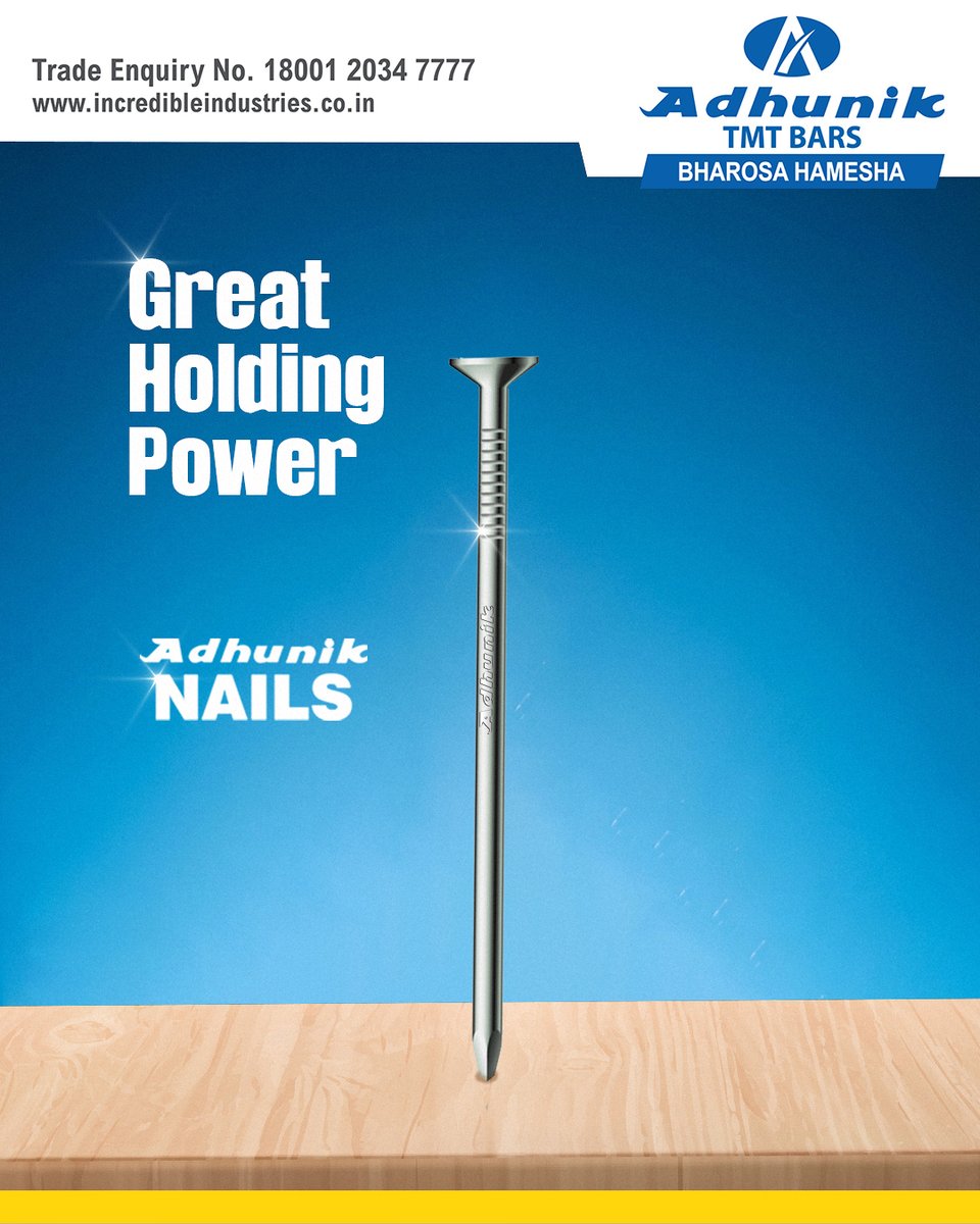 AdhunikI's tweet photo. Strength you can rely on, grip you can trust.
Adhunik Nails ensure every hold stands the test of time.
.
#AdhunikNails #BuiltToHold #StrengthInEveryStrike #ConstructionEssentials #QualityYouCanTrust #BharosaHamesha #EngineeredForStrength https://t.co/NQEFYdgTCq