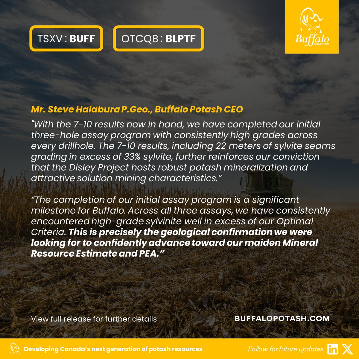 Buffalo Potash Corp (TSXV: BUFF) tweet media