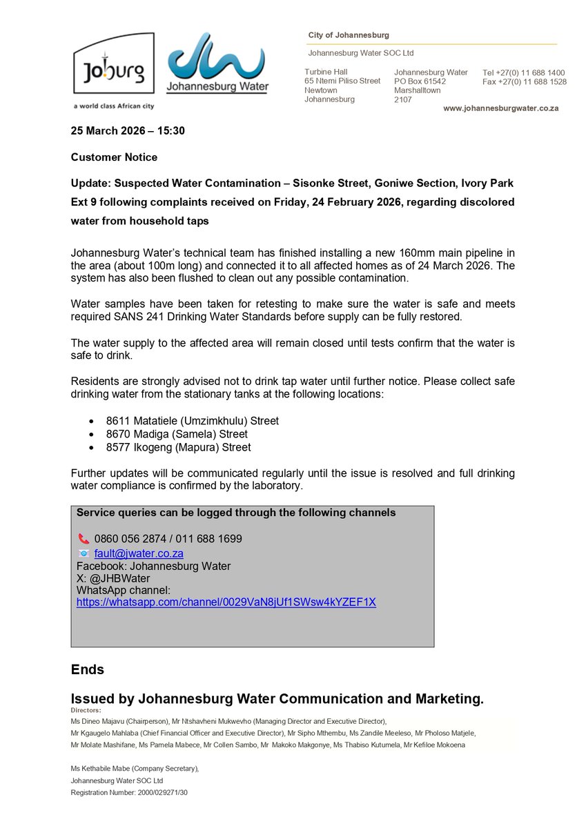 Johannesburg Water tweet media