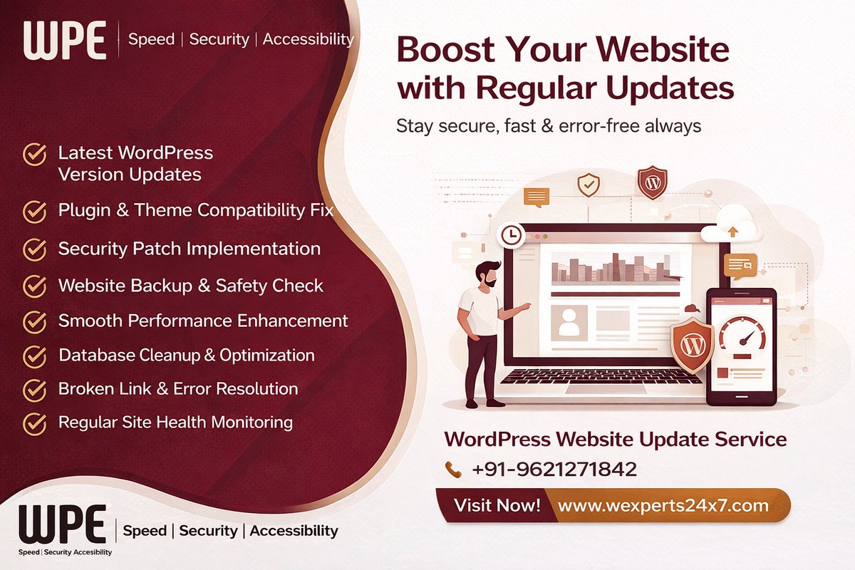 wpexpert24's tweet image. Keep your WordPress website updated and secure.

Ensure fast, smooth, and error-free performance.

✔ Updates
✔ Security
✔ Speed
✔ Error Fix
✔ Backup

🌐 wpexperts24x7.com

#WordPress #WebsiteUpdate #WPSupport #WebsiteSecurity