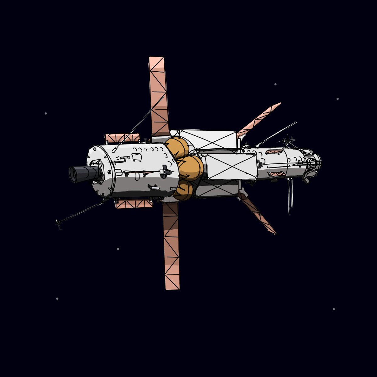 宇宙船落書き
特に武装もしていないごく普通の宇宙船
#落書き
#SF
#宇宙船
#架空メカ