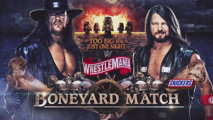 wrestle_hist's tweet photo. 3/25/2020
The Undertaker (in his final match) defeated AJ Styles in a Boneyard Match at WrestleMania XXXVI in Orlando, Florida.
#WWE #WrestleManiaXXXVI #Undertaker #TheDeadman #AmericanBadAss #BigEvil #AJStyles #ThePhenomenalOne #TheFaceThatRunsThePlace #BoneYardMatch https://t.co/Yr4sXI8WbU