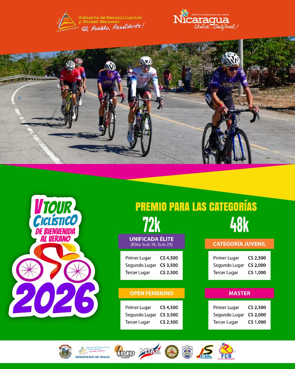 Sabemos que te apasiona el ciclismo, por eso te invitamos a inscribirte y participar. Podes llegar al punto de partida 🚴‍♂️

Premios en efectivo 💸

#NicaraguaFascinanteIrresistible 
#ElCrucero #Managua #Nicaragua