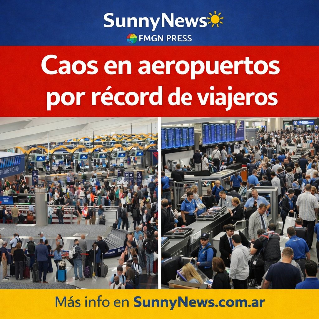 ArielFerrero's tweet image. ✈️ Récord histórico… pero con caos total
EE.UU. vive uno de los mayores picos de viajes de su historia, con más de 171 millones de pasajeros en temporada alta. Pero el sistema no da abasto
@CharlyMiraOK #viajes #aeropuertos #TSA #Trump #SunnyNews #FMGN
sunnynews.com.ar/2026/03/record…