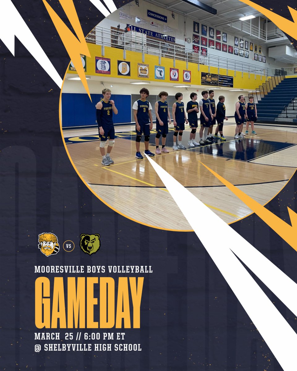 MHS_BVolleyball's tweet photo. It's Game Day Pioneers!! Your boys volleyball team travels to Shelbyville tonight in a Varsity matchup with the Golden Bears! Stay tuned this evening for the lineup and score updates! #brickbybrick @MHSBeMOORE https://t.co/dmjegkZNVi