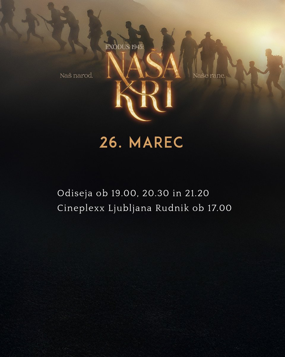 siposh's tweet photo. Glede na to, da je za naslednje dni napovedano bolj slabo vreme ☁️ , si lahko večere popestrite tako, da si v kinu ogledate film Exodus 1945: Naša kri.
.
.
#Exodus1945 #NašaKri #vkinu https://t.co/gFymGhZ7jq