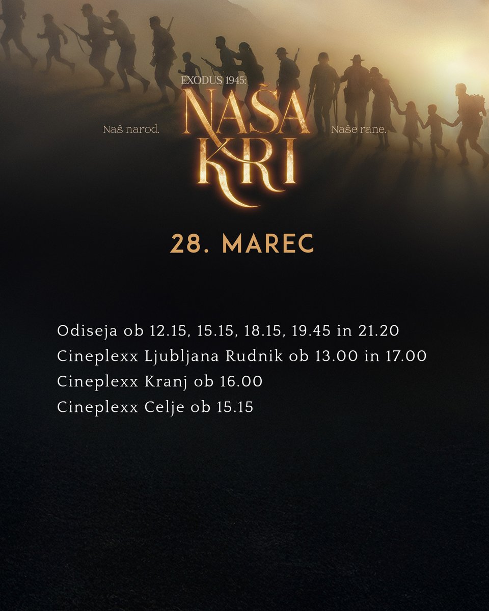 siposh's tweet photo. Glede na to, da je za naslednje dni napovedano bolj slabo vreme ☁️ , si lahko večere popestrite tako, da si v kinu ogledate film Exodus 1945: Naša kri.
.
.
#Exodus1945 #NašaKri #vkinu https://t.co/gFymGhZ7jq