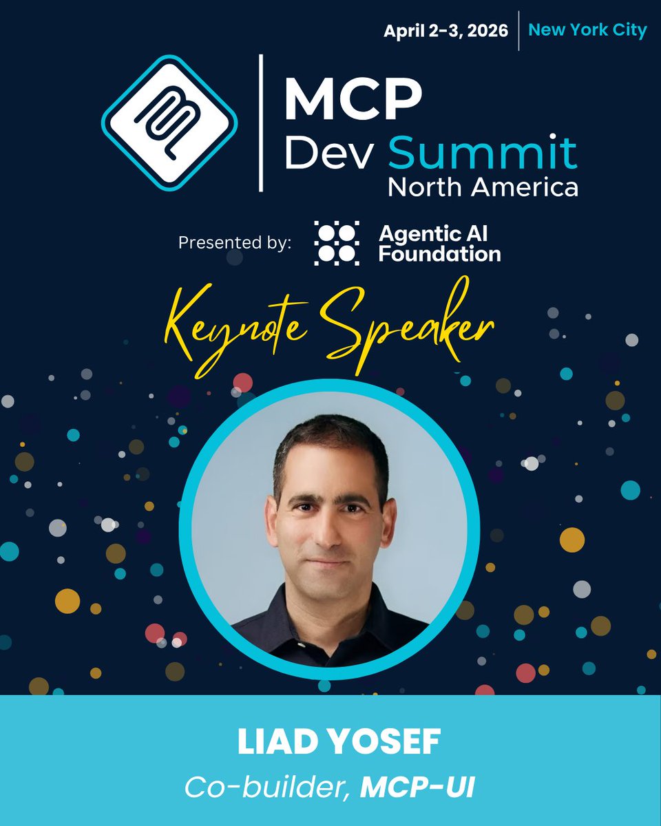 Browsers changed the internet.
MCP Apps are changing AI.
See how Ido Salomon &amp; Liad Yosef (MCP-UI) are building the future of interactive #AI experiences at #MCPDevSummit in NYC.
Join us next week, April 2-3: bit.ly/4lQDOae