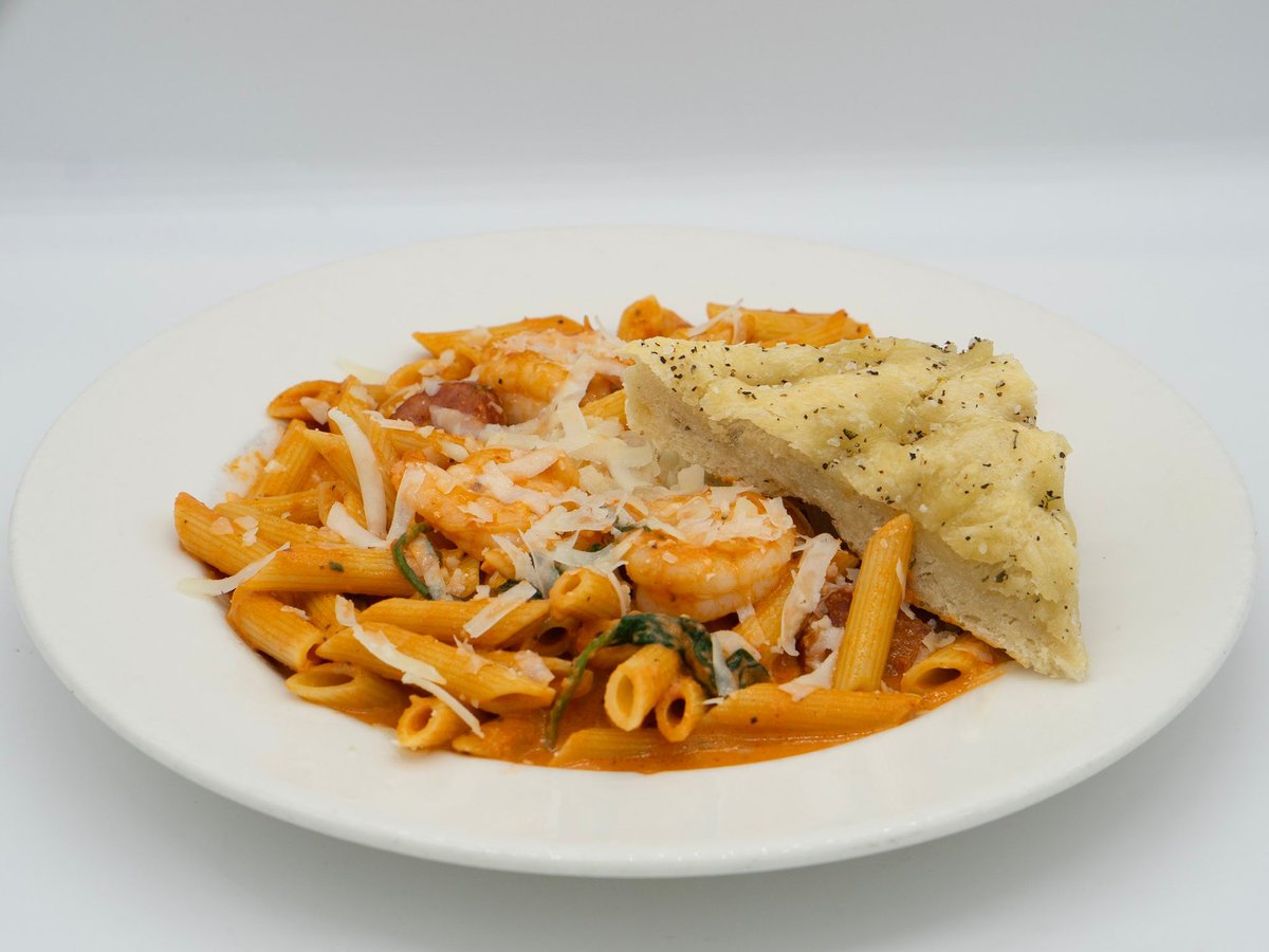 LocalGoatPF's tweet photo. Savor the heat with our Wicked Shrimp Pasta! Dive into a world of jumbo shrimp, andouille sausage, and a symphony of chipotle and serrano peppers. A swirl of tomato cream sauce &amp; baby spinach completes the ensemble. 🍝🔥 #LocalGoatLove #PastaPerfection 🐐 https://t.co/dyydSf0jWr