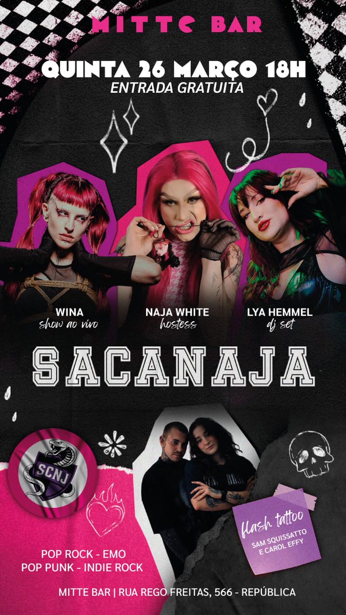 NajaWhiteDrag's tweet photo. É AMANHÃ, QUINTA-FEIRA! 26•03 😍
(ENTRADA GRATUITA)  

Mitte Bar - Rua Rego Freitas, 566 

 #festa #rock #poprock #sacanaja https://t.co/GjaV6iQE2e