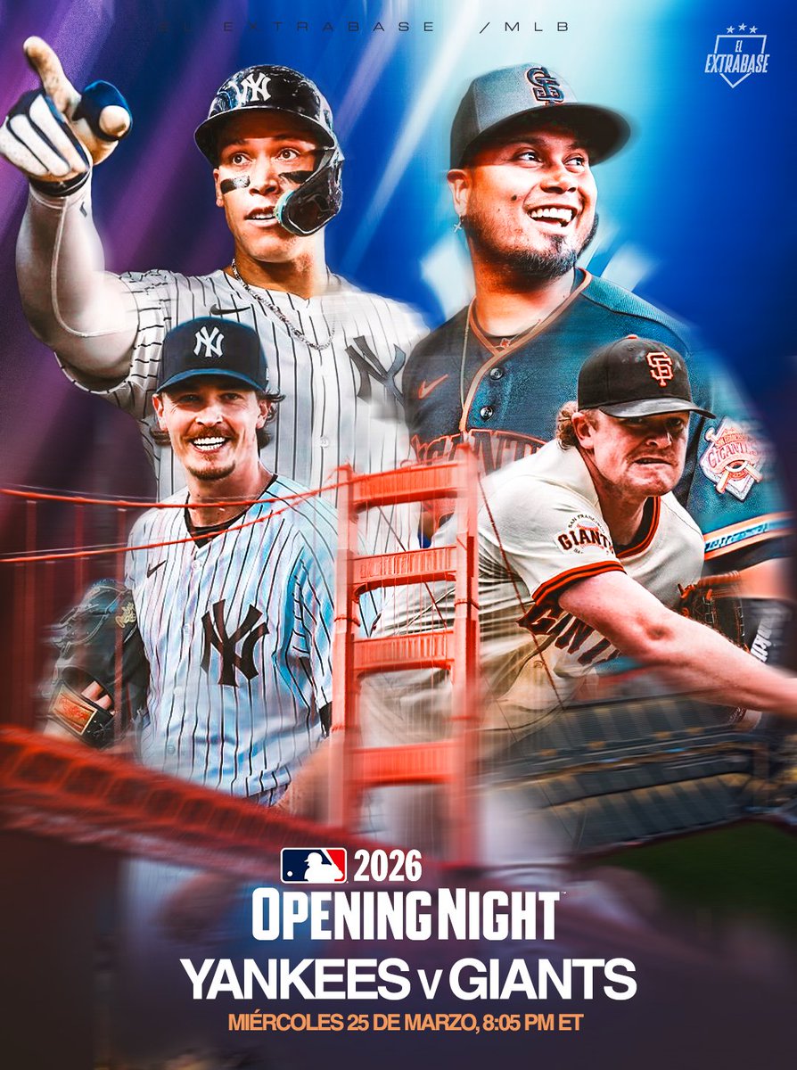 ¡ARRANCA EL BÉISBOL DE LAS GRANDES LIGAS!

¡Yankees y Giants inauguran la temporada en San Francisco!

Es el debut de Luis Arráez con los Gigantes.

⌚️: 8:05 PM ET / Venezuela
🏟️: Oracle Park
📺: @Netflix

#RepBX | #SFGiants
#OpeningNight | #ElExtrabase⚾️