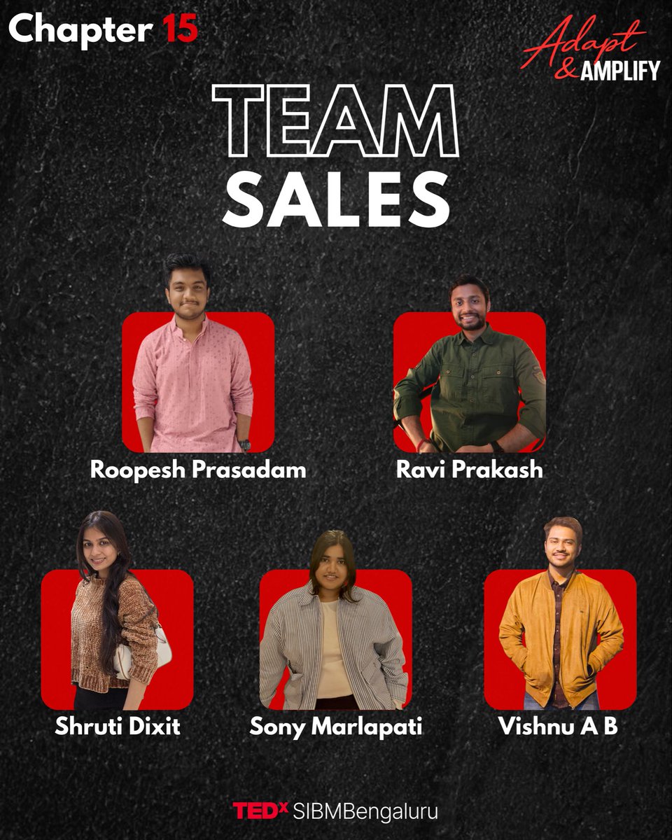 With vision, persuasion, and relentless drive, this team turned possibilities into partnerships.

Presenting the Sales Team of TEDxSIBMBengaluru 2026, Chapter 15!

#TEDxSIBMBengaluru #LifeAtSIBMB #SIBMBengaluru
#AdaptandAmplify