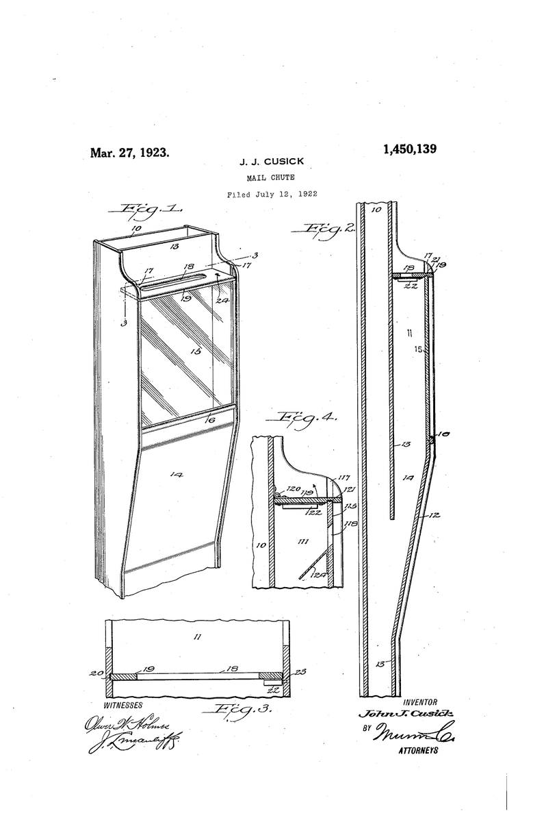 PatentArtBot's tweet photo. Mail chute
Invented By: John J Cusick
Patent Number: US1450139
https://t.co/ijRJgzC8KJ https://t.co/IcgclAsmm3