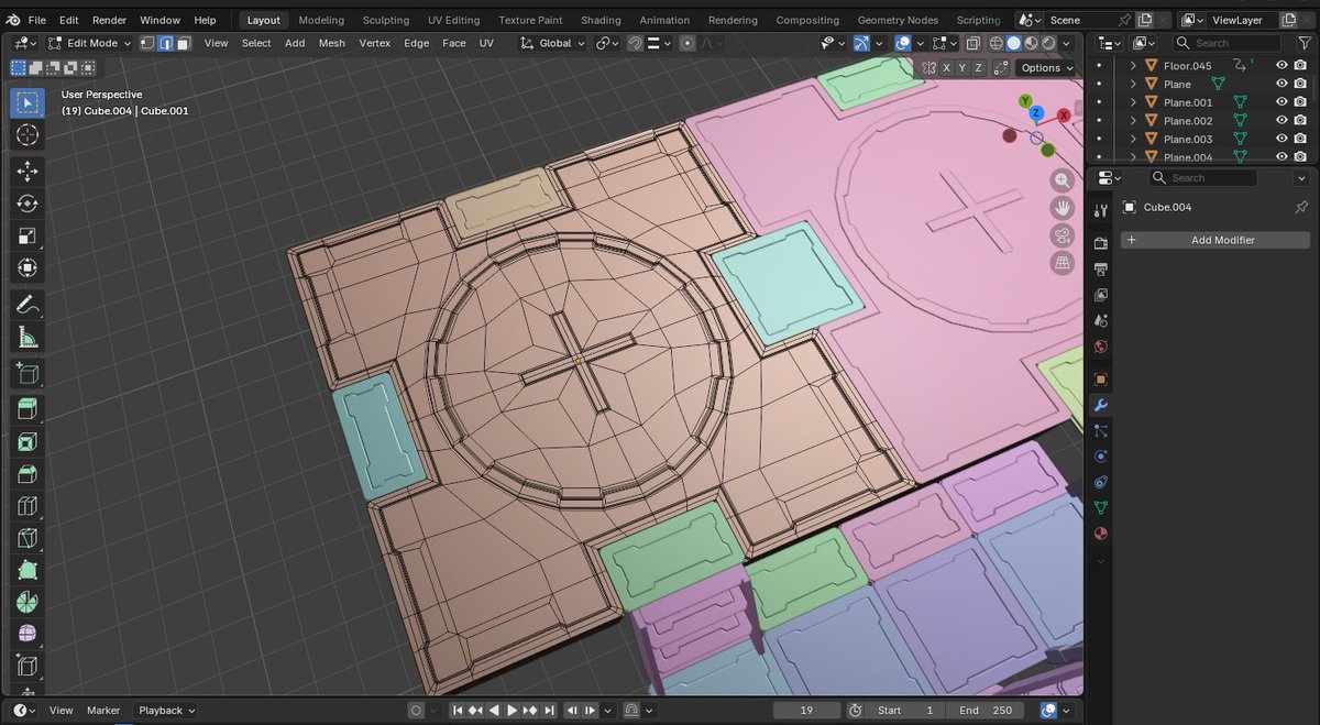 So I'm done with the top so far, pretty chuffed with the outcome, think it came out pretty solid, the inlay detail for the circle was a bit of trial and error but the result was worth it, topology came out pretty neat too #gamedev