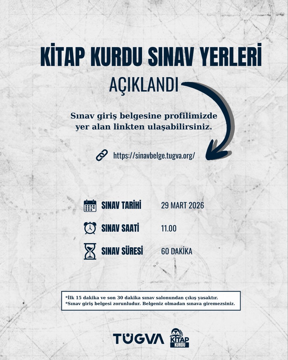 tugvayalova's tweet photo. ▪️Büyük gün yaklaşıyor Kitap Kurtları! 🔥
Sınav giriş belgene profilimizdeki linkten veya aşağıdaki adresten hemen ulaşabilirsin. Sınav Tarihi: 29 Mart 2026
 Saat: 11.00
 Süre: 60 Dakika   Giriş belgeni almayı sakın unutma:
https://t.co/OqK7D180mH #KitapKurtlarıYarışıyor https://t.co/c9i3eXVkXM