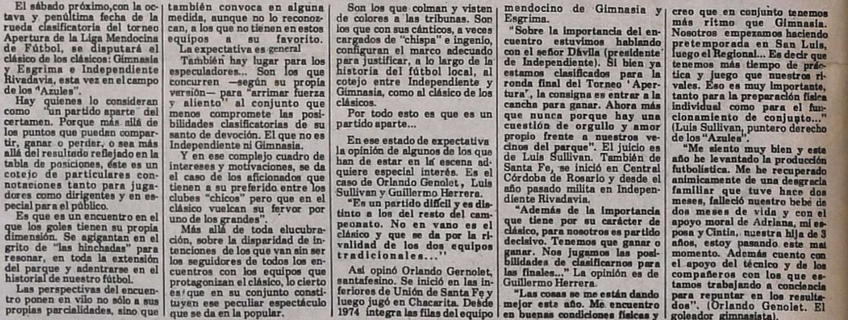 32 dias para el superclásico.

24 de abril de 1980 - nota previa al clásico del apertura.